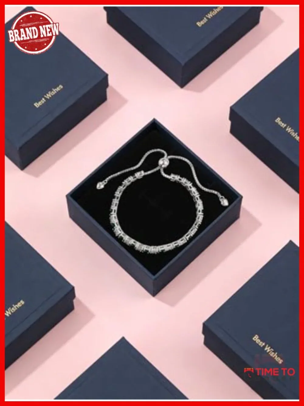 925 Sterling Silver Princess Cut Tennis Bracelet 6-9in Adjustable